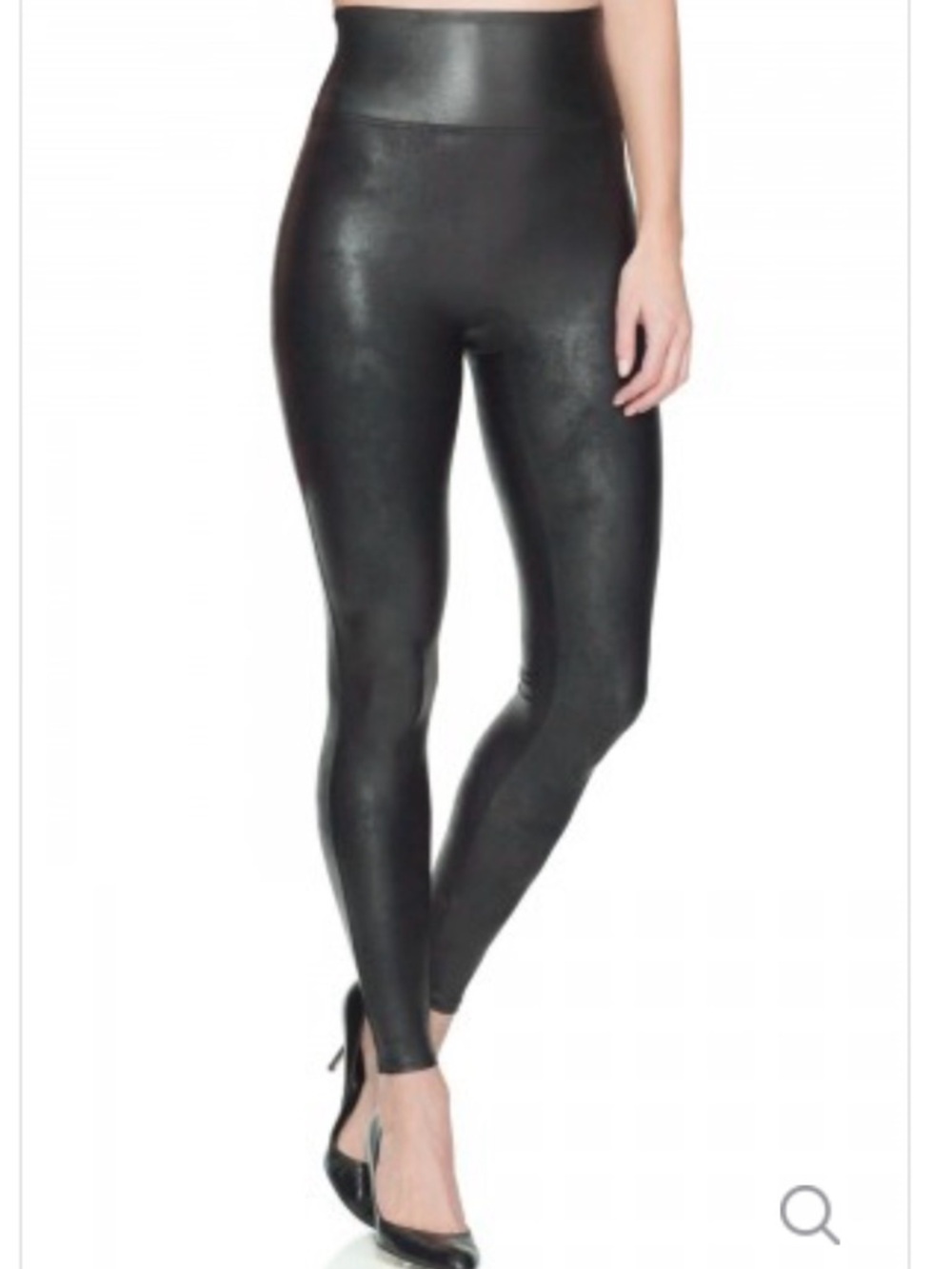 SPANX Ready to Wow Faux Leather High-Waist Black Leggings Size M